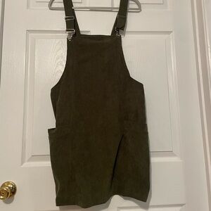 Corduroy Overall Dress with Front Pockets & Adjustable Straps